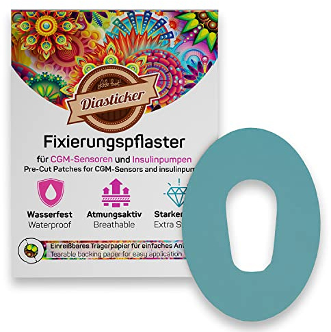 Diasticker® Plasters for Dexcom G6 Sensor (Pack of 10, Light Blue) | Waterproof - Skin-Friendly - Breathable - Strong Hold | Self-Adhesive Fixation Plasters, Sensor Fixation