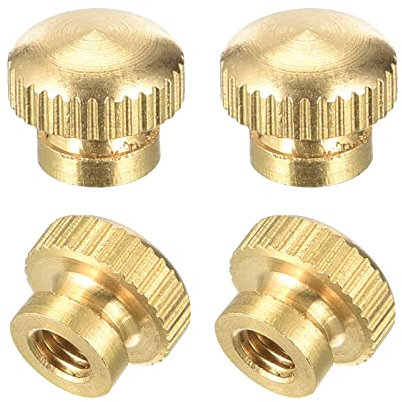 sourcing map Rändelmuttern aus Messing, M4 x 0,7 mm, runde abgestufte Knöpfe für 3D-Drucker, elektronische Ausrüstung, 4 Stück