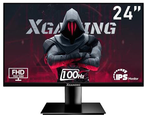 24 Inch Monitor, FHD 100Hz 1080P, IPS 16:9 Frameless Computer Monitor, 99% sRGB, Low Blue Light Eye Care, FreeSync, PC Screen Built-in Speakers, HDMI VGA Display, VESA, Tilt Adjustable, Black