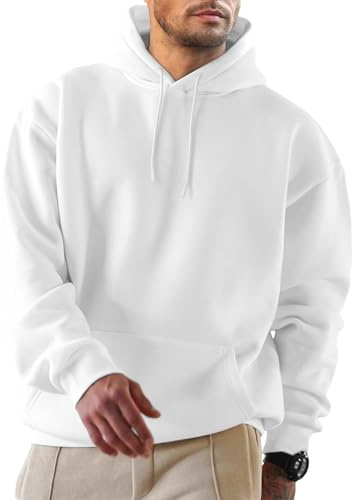 JMIERR Herren Fleece gefüttert Hoodie mit Taschen Warm Pullovers S-5XL | Gemütlicher Pullover mit Fleece-Futter, verstellbare Schnürhaube, Kängurutasche, regelmäßige Passform, Maschinenwasche