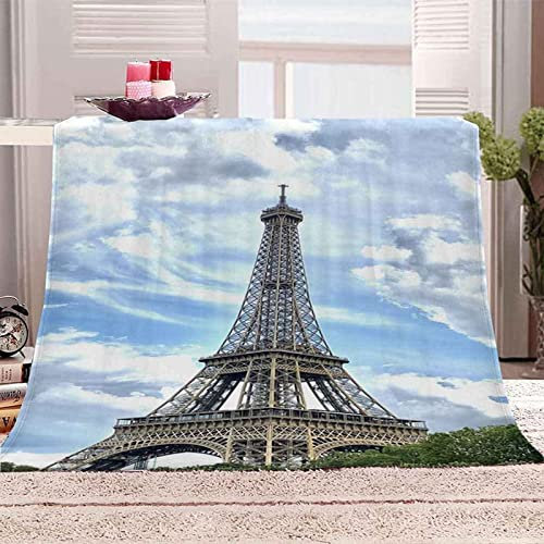 Kuscheldecke 80 x 150 cm 3D Paris Flanell Fleecedecke, Weich Warm Flauschig Decke Stadt Wohndecke Decken für Sofadecke Couchdecke kuscheldecken für Kinder Erwachsene, Blanket