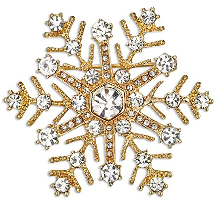 EVER FAITH Strass Kristall Schneeflocke Brosche, Winter Blume Pin für Kleidung