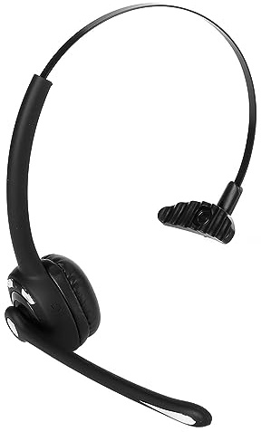 Septpenta Phone Headset, 10 Meters/32.8 Feet Long Range Calling Bluetooth Telephone, Headset Single Ear HD Adjustable Mic Wireless Business Headphone for Call Center Work, Online Gaming, Meetings