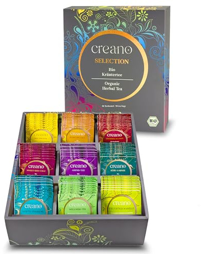 Creano Organic Herbal Tea Coffret Bio 90 sachets 9 variétés différentes – Coffret cadeau exceptionnel, naturel, idée cadeau pour les amateurs de thé*
