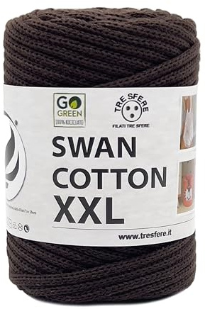 SWAN COTTON XXL (2511 - Testa di Moro), filato per borse, cappelli, cestini, sottopiatti, pochette composizione 70% cotone riciclato 30% poliestere, Bobina 250 Grammi 65 Metri