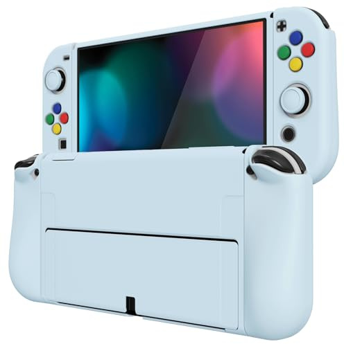 PlayVital Coque pour Switch OLED-Bleu Ciel | Housse Protection pour Nintendo Switch OLED avec Capuchon Joystick Étui Cover Joycon et Boutons ZealProtect