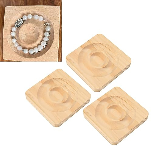 Fyearfly Quadrat Holz Schmuck Organizer Platte, 3 Stück Armband Tablett Ausstellungsständer Für Ringe, Ohrringe, Uhren, Schmuckstück, Tischdekoration