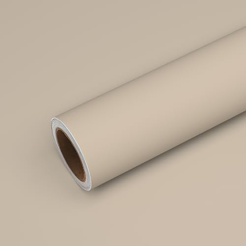 VEELIKE Papier Peint Beige Vintage Papier Adhesif pour Meuble Papiers Peints Adhesif Mural Salon Autocollant Meuble Armoire Chambre Épaissir Décoration Cuisine Lavable Salle de Bain 40 cm × 300 cm