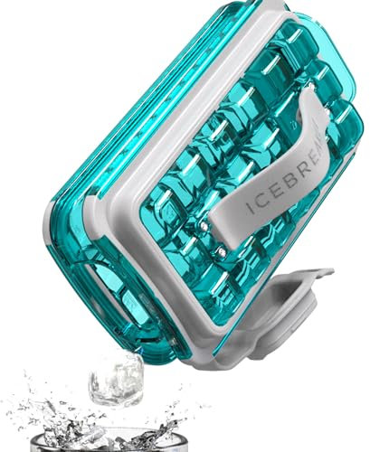 ICEBREAKER POP 2.0 Bac à glaçons – Faites et servez de la glace sans toucher la glace – Le bac à glace hygiénique pour le congélateur – Bac en silicone avec couvercle – Machine à glaçons avec 18