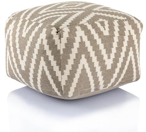 Amago home Kelim Sitzwürfel 50x50 H35cm Pouf Fußhocker Sitzhocker Bodenkissen Fußschemel Farbe Taupe