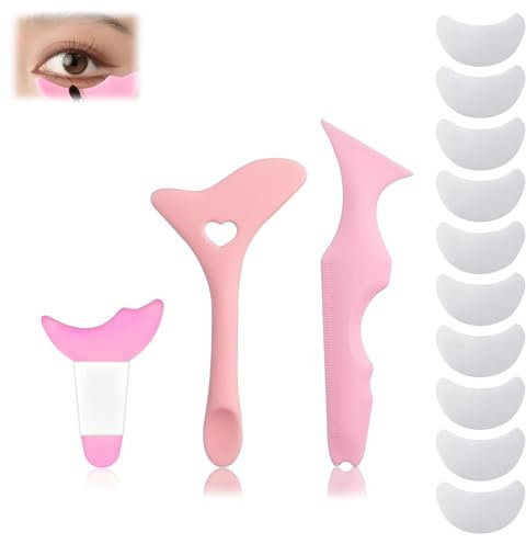 DHWEKU 3 Stück eyeliner stempel lidstrich schablone Eyeliner Hilfe Schablonen Eyeliner-Werkzeug-Set Silikon Eyeliner-Schablonen Augen Make Up Hilfe Multifunktionale Eyeliner Schablone für Anfänger