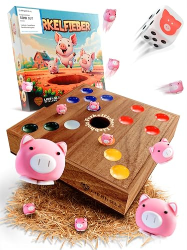 LIEBHOLZ Original Big Hole Ferkelfieber [TESTSIEGER] lustiges Schweinchenspiel aus edlem Samena Holz - Gesellschaftsspiel für die ganze Familie inkl. Spielanleitung - Brettspiel für Kinder ab 3 Jahren