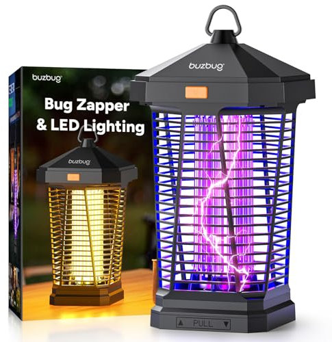 Buzbug 2-in-1 LED Insektenvernichter Outdoor, 10 Jahre Lebensdauer, 3800V Leistungsstarker Elektrischer Moskitovernichter, Robuster Fliegenfänger, Insektenfalle, Innen- und Außenbereich-MA20