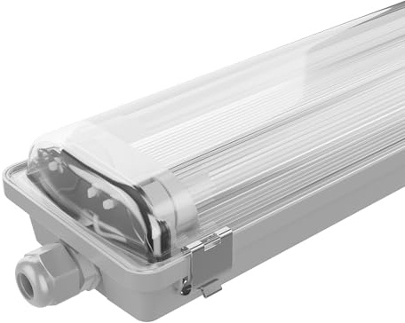 Ledvion - 1 pieza, pantalla estanca, 120cm, IP65, 18W, 100 lm/W, Blanco neutro, 4000K, para 2 tubos LED, lámpara de techo para garaje, de bodega, tubo led, almacén