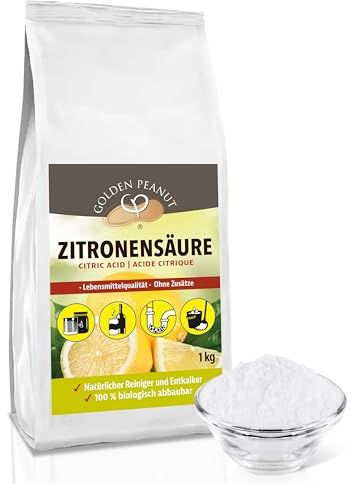 GOLDEN PEANUT Zitronensäure Pulver 4 x 1kg E-330 reine Citronensäure, Lebensmittelqualität, natürlich reinigen entkalken