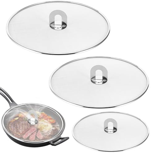 Splatter Guard, 3-Pack Stainless Steel Frying Pan Cover Screen | Multipurpose, For 25 & 29 & 33 CM Cookware