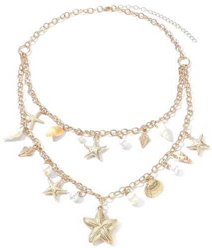 snäckskal halsband set dam sjöjungfru outfit stranddekorationer hawaiian snäckskal kedja hav kedjor skal choker