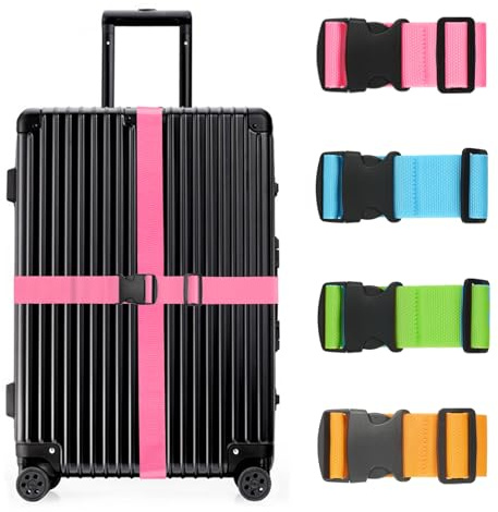 Kofferband Set,4PCS Gepäckgurte Für Koffer,Koffergurte Für Reisekoffer Kofferband Gurt Set,Strapazierfähiger Verstellbare Koffergürtel,Luggage Strap,Gurtband Für Reisen Und Flüge Extra Auffällig