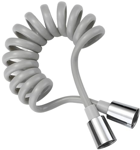 Flexible de Douche Universel, Tuyau de douche à ressort, Flexible de Douche Télescopique, Tuyau Spiralé avec Raccord en cuivre 2 Meter pour Pulvérisateur Douche Toilette (Gris)