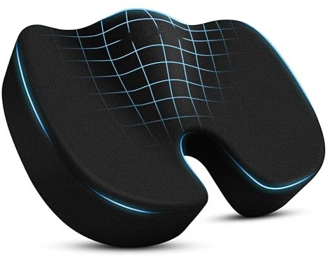 D&S Global Seat Cushion for Office Desk Chair, Car Cushion, Tailbone, Lower Back, Sciatica Pain Relief, Memory Foam Coccyx Seat Cushion, Wheelchair, Gaming Chair