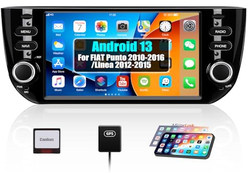 SIXWIN 1+32G Android 13 Autoradio per Fiat Punto 2010-2016/Linea 2012-2015 con Mirror Link,6.2 Pollici HD TouchScreen Schermo Navigatore con WiFi GPS Bluetooth RDS FM Comandi al Volante