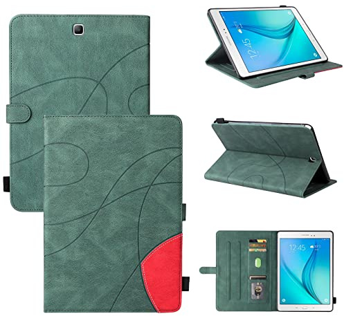 Resa med surfplatta Pu Läder Smart Tablet Väska, Fällbart Standfodral, Automatisk Sleep/Wake Function Tablet Väska till Samsung Galaxy Tab En 9,7 (SM-T550, SM-P550) Surfplatta skydd(Ye?il)