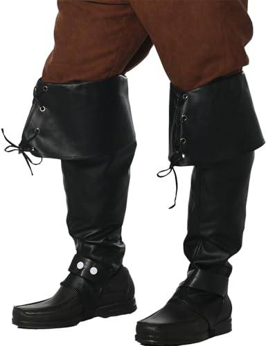 UniqKaliber Piraten-Stiefelüberzieher für Herren und Damen, Kunstleder, Steampunk-Stiefel, Kostüm, Ritterrüstung, Zubehör