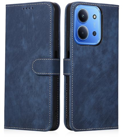 MIKULLE Cover a Libro per Xiaomi Redmi 15C 4G / 5G (6.9), Custodia in Pelle PU e Silicone TPU Bumper, Flip Chiusura Magnetica Caso Portafoglio con Funzione Stand - Blu