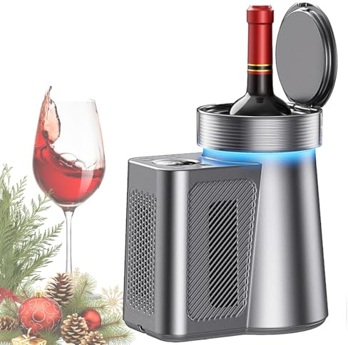 Electric Wine Cooler, Single Bottle, Electric Wine Ice Bucket, Wine and Beverage Bottle Cooler Electric Wine Ice Bucket, 2-20 Degrees Adjustable-silver