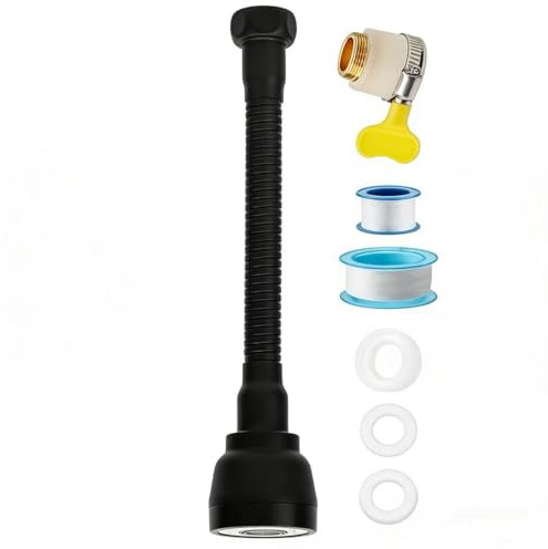 Rubinetto girevole a 360°, nero, 3 modalità, regolatore e prolunga, adattatore per testa di spruzzo, per cucina e bagno, aeratore per rubinetto con filtro