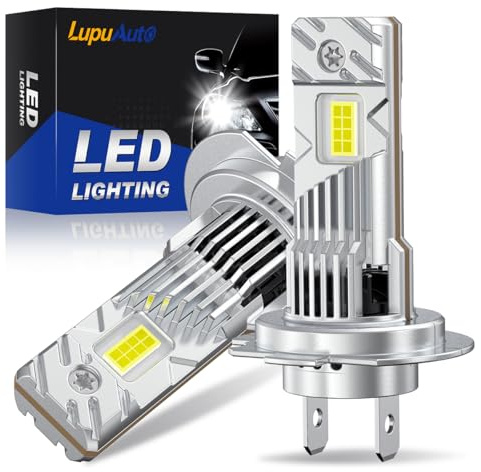lupuauto Ampoule LED Phare H7 30000LM 120W 6500K 500% L Blanc Cool Fan 2Pcs | 1:1 Remplace Lampes Halogènes et Xénon, Lampe LED H7 pour Feux de Croisement/Route et Antibrouillard Voiture
