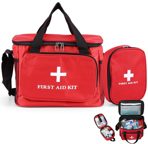 Erste Hilfe Set Zuhause Große & Kleine für Zuhause, Outdoor-Aktivitäten | 2 STK Medikamententasche Reiseapotheke, Kfz Verbandskasten, Erste Hilfe Set für Outdoor, Auto, Wandern, Survival und Reisen
