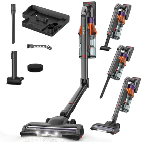 Lubluelu Akku Staubsauger kabellos G30, 55 kPa, 600 W bürstenlos, knickbar | 2-in-1-Ladestation, selbststehend, bis 65 Min. Laufzeit, 7-stufige Filterung für Tierhaare, Hartböden und Teppiche.