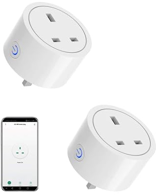 Jinvoo Smart Plug, WiFi Plug, Smart WiFi Socket, Smart Socket, Alexa Socket, Energy Monitoring, Compatible with Alexa and Google, Smart Life, No Hub Required, 2 Packs