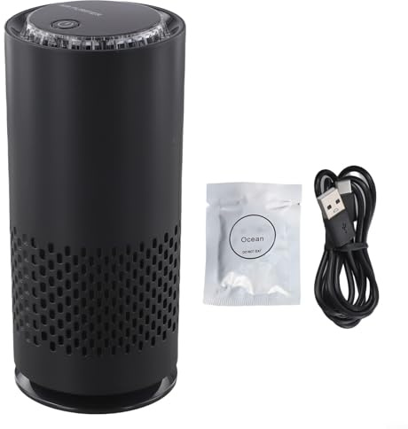Purificador de aire para automóvil, 1 paquete pequeño purificador de aire portátil de escritorio con tecnología de iones negativos y filtración de 4 etapas para uso doméstico o vehículo (negro)