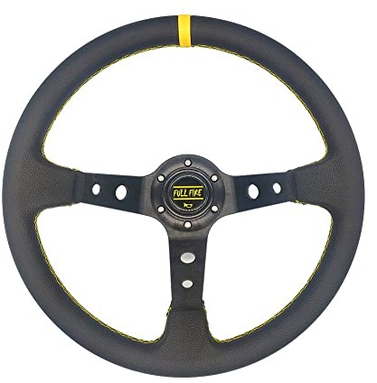 Sportlenkrad Universal 35. 0mm Wildleder Lenkrad Leder Drift Racing Typ/Pvc. Stil(PVC-black yellow)