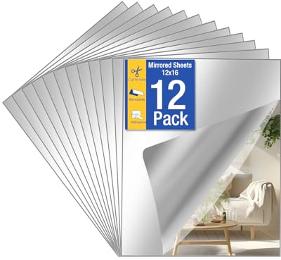CYGYINT 12 Pack Peel and Stick Mirror Tiles, 12x16 Inch Shatterproof Flexible Stick on Mirrors for Wall Self-Adhesive Sticker for Bedroom, Door, Bathroom, and Dance Studio Installation