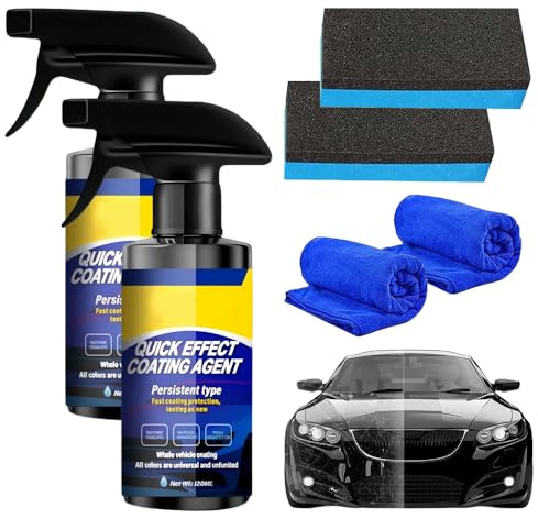 Spray Auto, 2026 Nue Profi Keramikversiegelung Auto Set, autopolitur mit Schwamm Mikrofasertuch, Keramik Versiegelung mit Versiegelungs Effekt Premium Lackversiegelung für alle Lacke (2pcs)