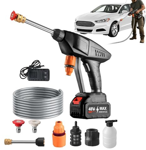 Idropulitrice Elettrica - Ricaricabile a Batteria Senza Fili per Pulizia Profonda | Idropulitrice Compatta Elettrica - per Auto, Casa, Arredo, Balcone, Cortile, Giardino, Recinzione