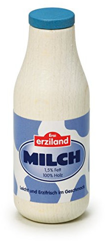 Erzi 17150 Milchflasche aus Holz, Kaufladenartikel für Kinder, Rollenspiele