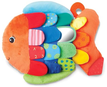 Melissa & Doug K’s Kids, Flip Fish Stuffed Animal, Soft Baby Book, Multi-Textured Squeaking & Crinkling Infant Sensory Toys for Babies with Baby Mirror, Tummy Time Toys for Infants Ages 0–9 Months