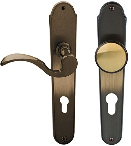 Alpertec 32212413 Panda-LS Messing brüniert für Wohnungseingangstüren PZ DIN Links Drückergarnitur Türdrücker Türbeschläge Neu, für Wohnungseingangstüren DIN Links