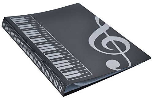 Dossier de rangement pour partitions de musique - Format A4 - 40 pochettes G Clef-Black