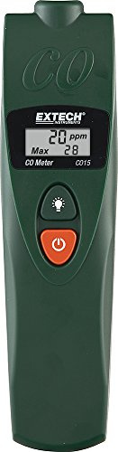 Extech CO15 Kohlenmonoxidmesser, 0-1000 ppm, Spitzenwert, Alarm | Doppel-LCD CO und Temp, Spitzenwerthaltung, einstellbarer Alarm, hintergrundbel. Display, batteriebetr.