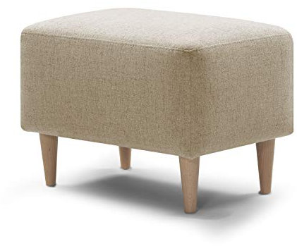 Traumnacht bequemer und moderner Fusshocker mit Holzfüßen in Beige, Öko-Tex zertifiziert, produziert nach deutschem Qualitätsstandard