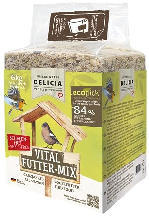 DELICIA® Vogelfutter Vital FutterMix (6kg) · Ganzjahresfutter für Wildvögel & Gartenvögel · Im wiederverschließbaren FrischePack · Streufutter für jeden Vogel · Vogelfutter ganzjährig