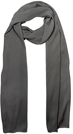 WESTEND CHOICE Bufanda de gasa crepé para mujer, bufanda de gasa arrugada, chal de estola, bufandas y envolturas de mujer 150x47 cm, gris, talla única