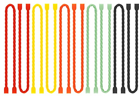 Gesipor 10 PCS 12-Inch Silicone Cable Ties - Reusable Rubber Twist Ties Bendable Cable Ties for Bundling and Holding, All Purpose Cord Tie for Indoor and Outdoor (5 Colors)