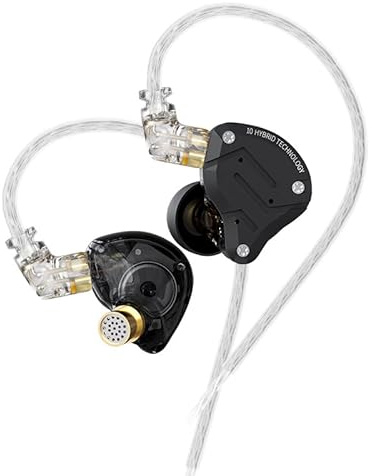 KINBOOFI KZ ZS10 Pro in Ear Monitor, 4BA 1DD KZ Auriculares Multi Driver en el oído IEM, KZ Auricular, Monitor de Escenario para Cantante Guitarrista Baterista (Negro Mate sin micrófono)