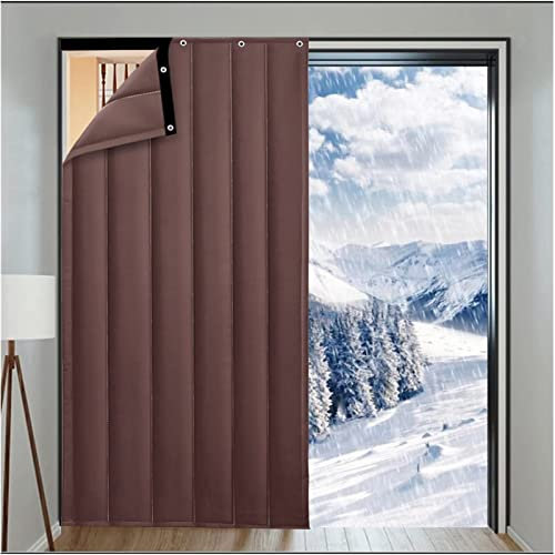 AYLYHD Thermovorhang Gegen Hitze KäLteschutzvorhang HaustüR 3cm Verdicken Warme Vorhänge Winddicht Kälteschutz Abgeschnitten Vorhang, Anpassbar (Color : Brown, Size : 100x205cm/39.37x80.71in)